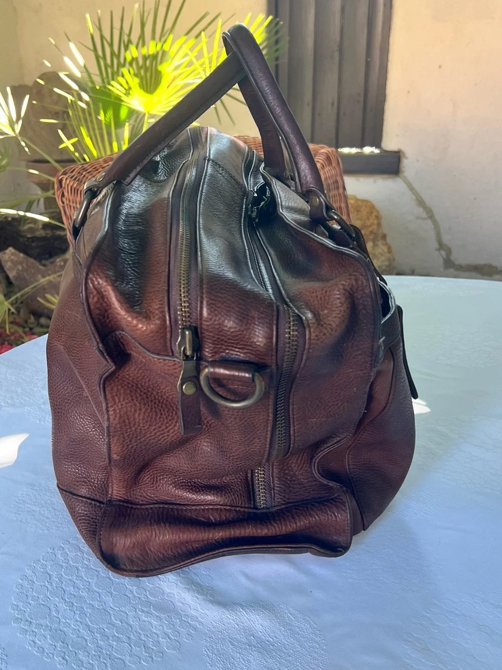 Vintage Ted Baker Dark Brown Leather Duffel Bag